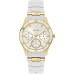 GUESS Women's Gold-Tone + Iconic Red Stain Resistant Silicone Watch