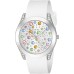 GUESS Silver-Tone + White Stain Resistant Silicone Multi-Colored Crystal Watch. Color: White (Model: U1059L1)