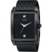 GUESS Mesh Black Ionic Plated Rectangular Genuine Diamond Watch. Color: Black (Model: U0298G1)